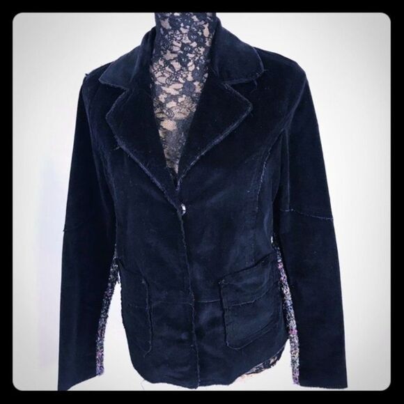 One Girl Who Jacket Med Black Microcord Cardigan Jacket Y - Picture 10 of 11